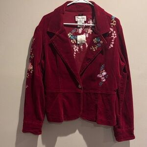 New Look Red Embroidered Blazer